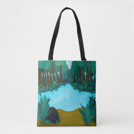 Bolsa Tote Paisagem Artística 'Lago da Floresta Encantada'