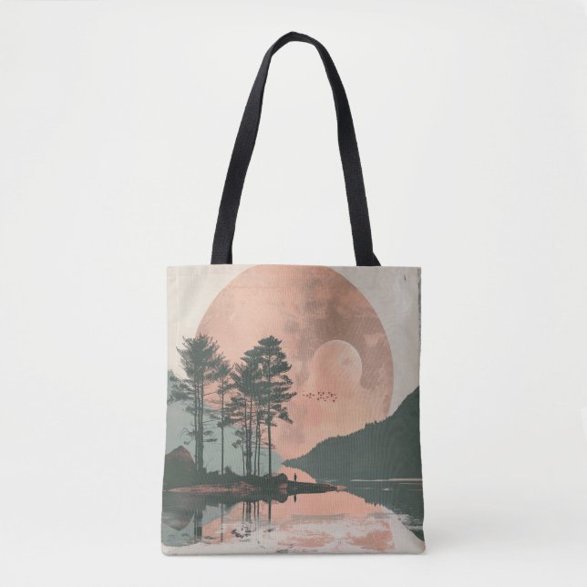 Bolsa Tote Paisagem Boho Abstrato (1) (Frente)