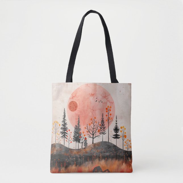 Bolsa Tote Paisagem Boho Abstrato (13) (Frente)