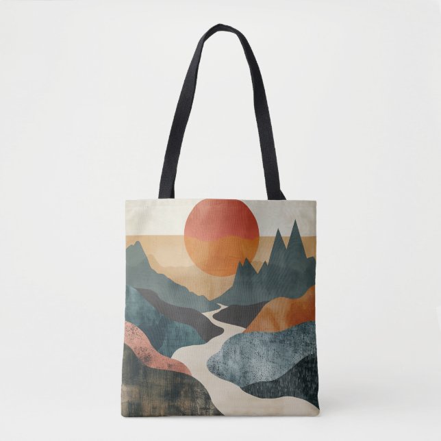 Bolsa Tote Paisagem Boho Abstrato (5) (Frente)