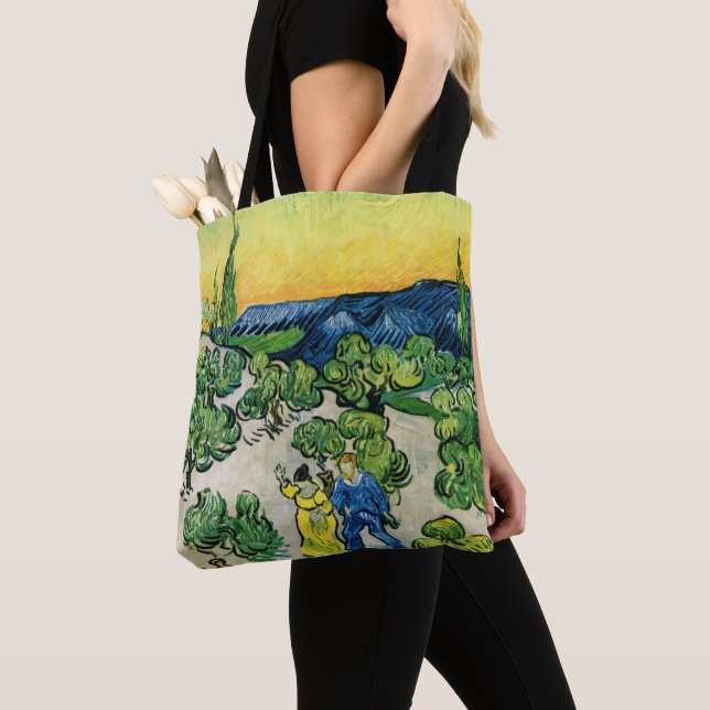 Bolsa Tote Paisagem com Casal Andando por Vincent van Gogh (Close Up)