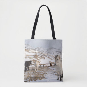 Bolsa Tote Paisagem com Cavalos Islandeses