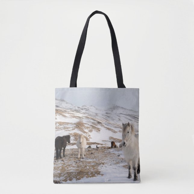 Bolsa Tote Paisagem com Cavalos Islandeses (Frente)