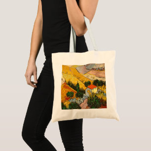 Bolsa Tote Paisagem com House e Ploughma Vincent van Gogh