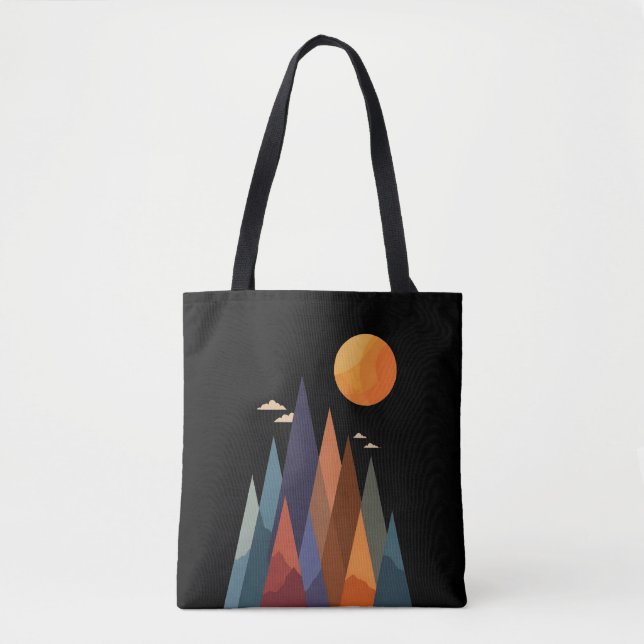 Bolsa Tote Paisagem com Montanhas e Sol (Frente)