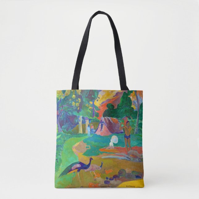 Bolsa Tote Paisagem com Peacocks, Gauguin (Frente)