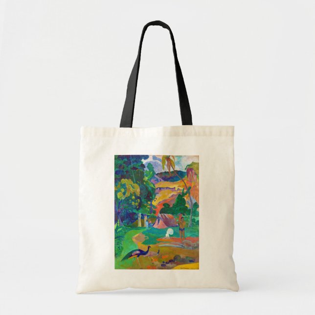 Bolsa Tote Paisagem com Peacocks, Gauguin (Frente)