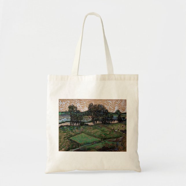 Bolsa Tote Paisagem com Ponte sobre o Oise (van Gogh) (Frente)