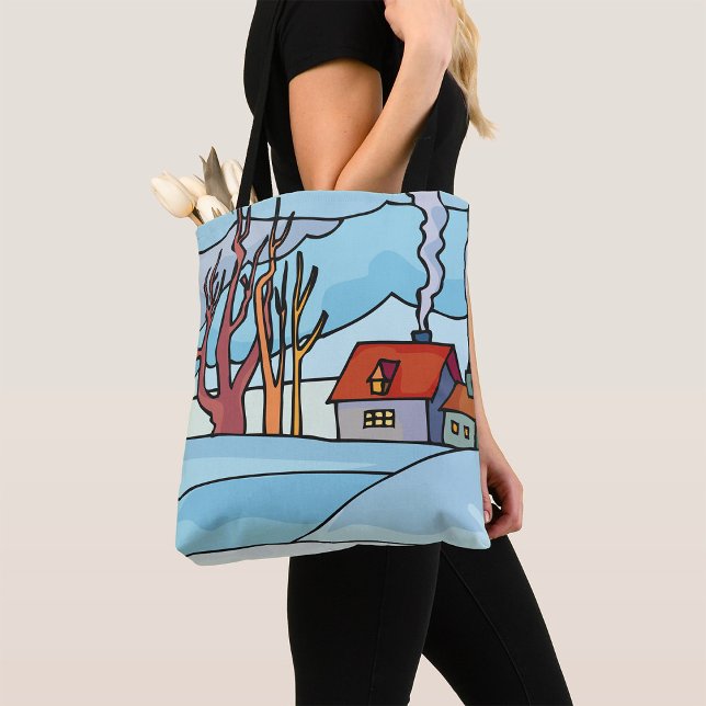 Bolsa Tote Paisagem da Casa de Inverno (Criador carregado)