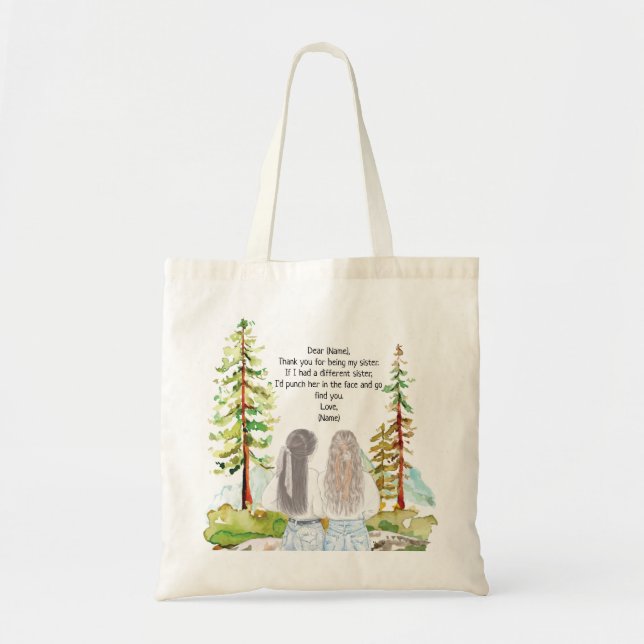 Bolsa Tote Paisagem de Aquarela com 2 Mensagem Personalizada  (Frente)