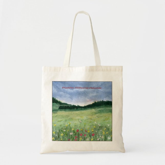 Bolsa Tote Paisagem de Campo de Flores (Frente)