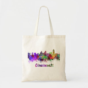 Bolsa Tote paisagem de Cincinnati em aquarela