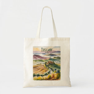 Bolsa Tote Paisagem de colinas rolantes de aquarela personali