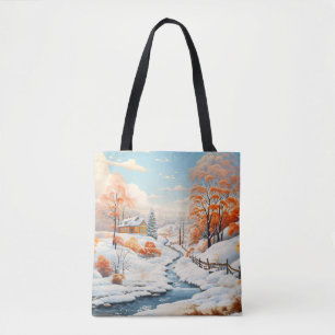 Bolsa Tote Paisagem de inverno Conceito de paisagem Abstrato
