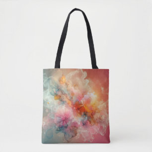 Bolsa Tote Paisagem de Nuvem Floral Abstrata Tinta