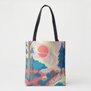 Bolsa Tote Paisagem de primavera: paisagem colorida da vindim