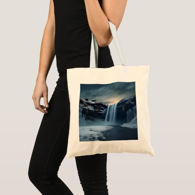 Bolsa Tote paisagem de queda d'água na Islândia (Frente (produto))