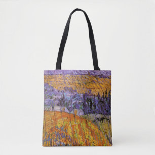 Bolsa Tote Paisagem em Auvers sob a Chuva de Vincent van Gogh