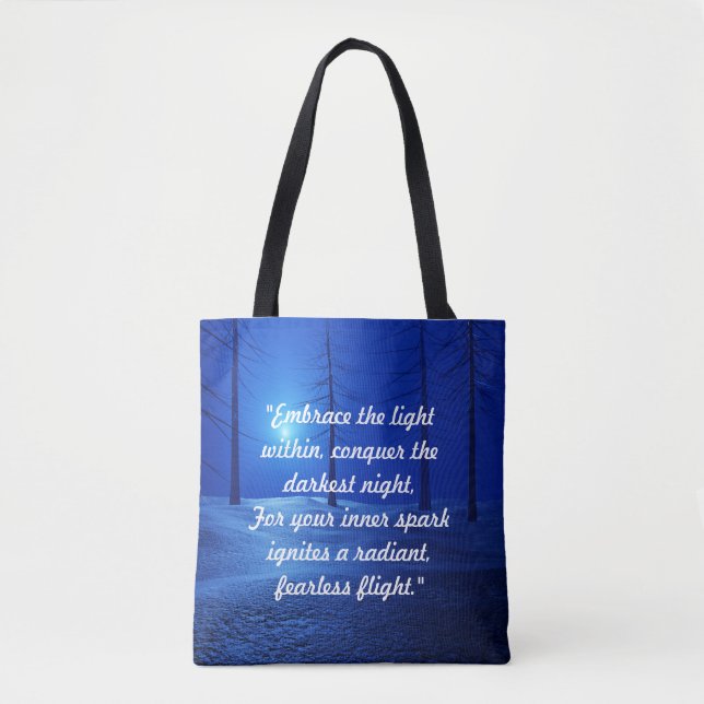 Bolsa Tote Paisagem estética florestal Escuro Motivação azul (Frente)
