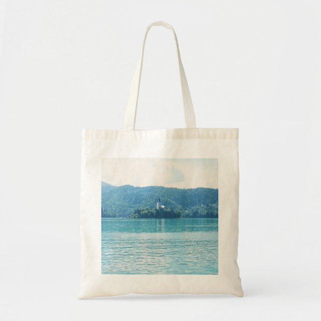 Bolsa Tote Paisagem Fotografia Lago Mountain Blue Eslovênia (Frente)