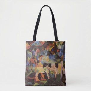 Bolsa Tote Paisagem Macke August com Vacas e Camelo