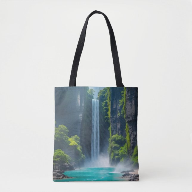 Bolsa Tote Paisagem mágica em cascata (Frente)