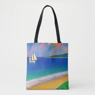 Bolsa Tote Paisagem Marinha 09 "Iate na baía"
