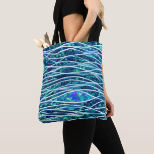 Bolsa Tote Paisagem Marinha Abstrata Ondas Fragmentadas 19