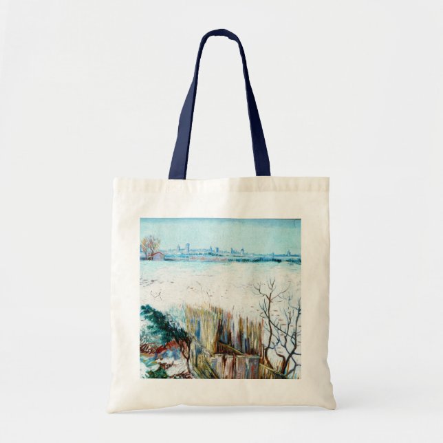 Bolsa Tote Paisagem nevada com Arles por Vincent van Gogh (Frente)