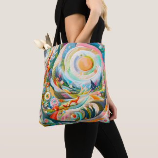 Bolsa Tote Paisagem Primavera da Arte Moderna Bordada