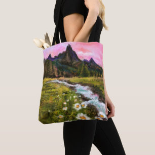 Bolsa Tote Paisagem primavera - Flor - Pintura Original 