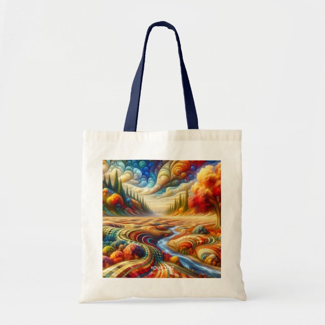 Bolsa Tote Paisagem Surreal Fantasy Cute Checked (Frente)