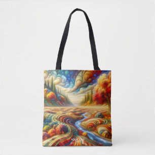 Bolsa Tote Paisagem Surreal Fantasy Cute Checked