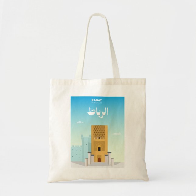 Bolsa Tote Paisagem Urbana de Rabat – Marrocos Ilustrado (Frente)