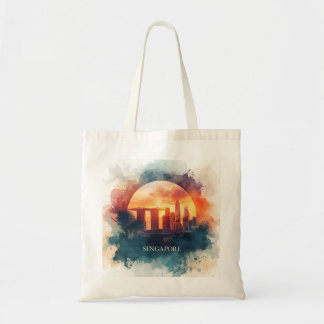 Bolsa Tote Paisagem urbana retrô da cidade de Singapura
