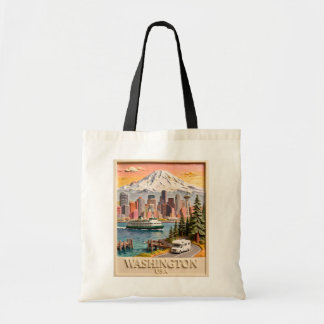 Bolsa Tote Paisagem Urbana Texturizada de Seattle Washington 