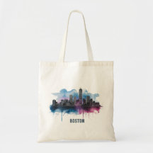 Paisagem Urbana Vibrante de Boston em Aquarela