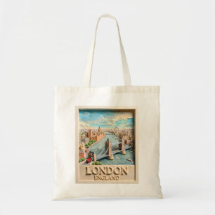 Bolsa Tote Paisagem Urbana Vintage Texturizada de Londres Ing