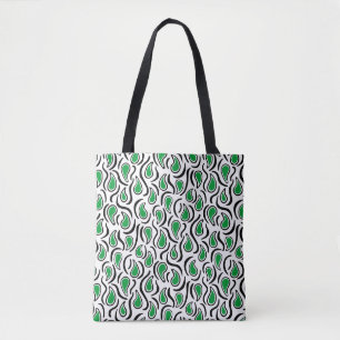 Bolsa Tote Paisley Abstrato 230523 - Grass Green, B&W