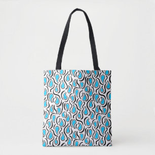 Bolsa Tote Paisley Abstrato 230523 - Sky Blue, B&W