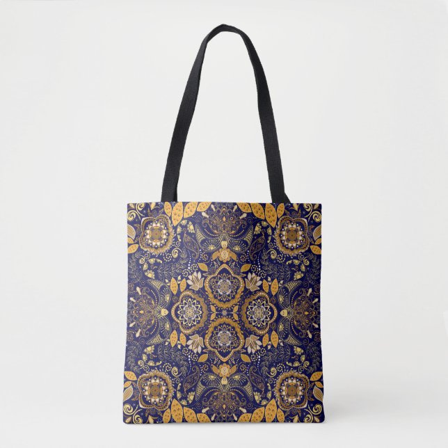 Bolsa Tote Paisley Elegance: Padrão de Design têxtil (Frente)