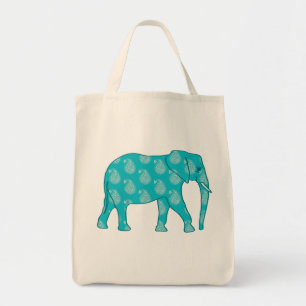 Bolsa Tote Paisley Elephant, Turquoise e Aqua