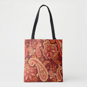 Bolsa Tote Paisley, flores: padrão sem costura ornamental