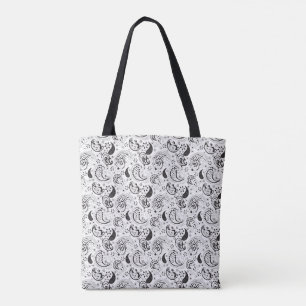 Bolsa Tote Paisley Preto Branco de Designer