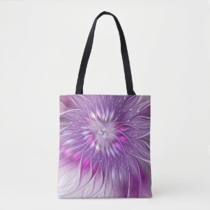 Bolsa Tote Paixão roxa rosa Paixão Abstrato Arte Fractal