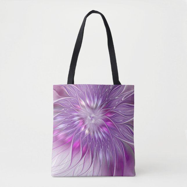 Bolsa Tote Paixão roxa rosa Paixão Abstrato Arte Fractal (Frente)