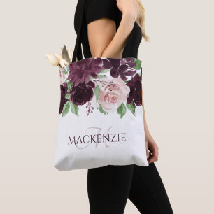 Bolsa Tote Paixão Temperamental Vinho Floral Roxo Dramático
