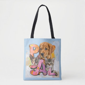 Bolsa Tote Pal Dog and Cats Plus Personalize Name