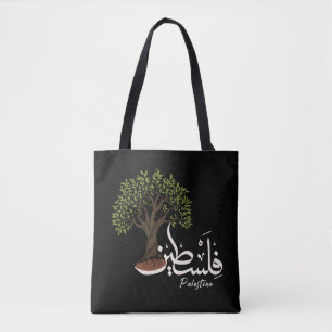 Bolsa Tote Palavra Árabe Palestina com Árvore Oleícola Palest