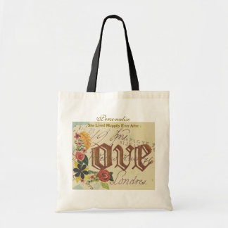 Bolsa Tote Palavra de Amor com Palavra Padrão Vintage Tipogra